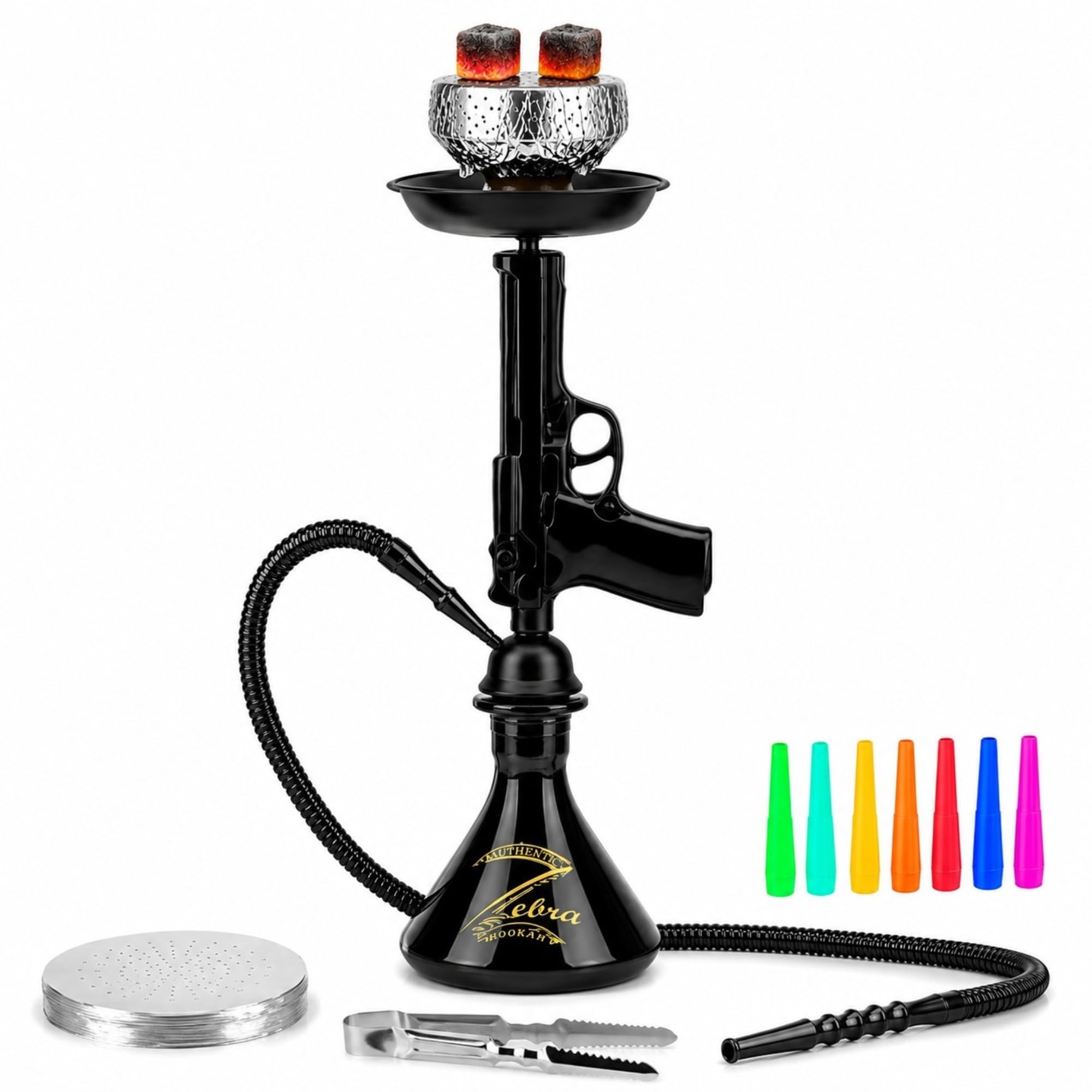 Amazon.com: Zebra Smoke Decorative Hookah Set Black Pistol Design